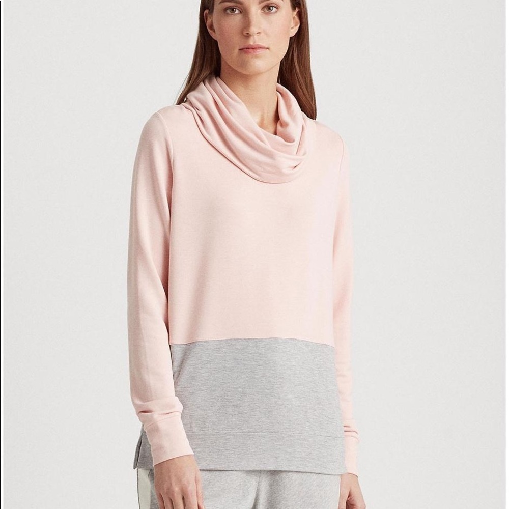 *BLUE & GRAY LAUREN Ralph Lauren Cowl-neck Longsleeve Sweatshirt, Size M
